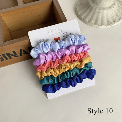 3/6Pcs/Set Silk Hair Scrunchies Elastic Hair Bands Women Elegant Headwear Hair Ties Ponytail Holder Sweet Hair Rope Rubber Bands