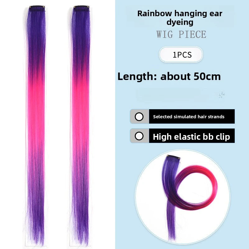 Three-color gradientSparkle Hair Extensions Clip In Rainbow Synthetic Sparkle Hair Tinsel Heat Resistant Sparkle Hair Extensions