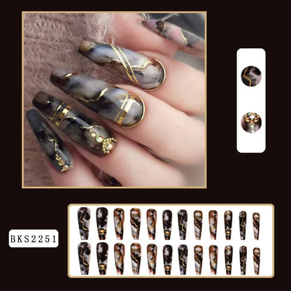 Wholesale Price Press On Nails Ballerina Medium Coffin False Nails French Tip Nails Manicure Stick On Nails Acrylic Fake Nails