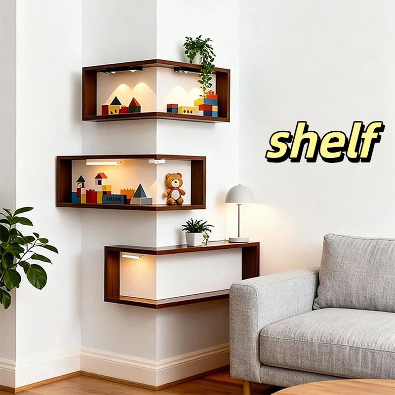 Creative 90 Degree Right Angled Wall Storage Rack Multifunctional Corner Storage Rack Suspended Living Room Home Decoration Rack