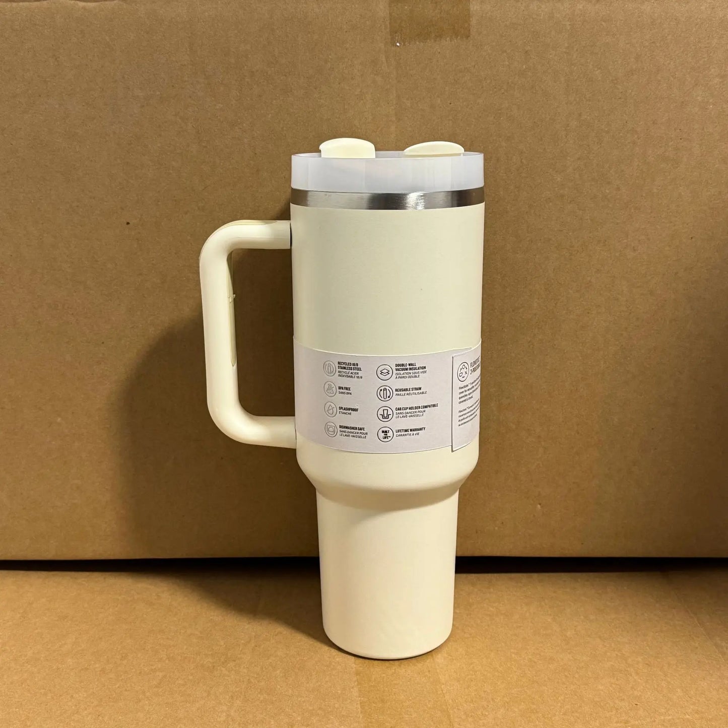 40OZ Flip Straw Tumbler with Leakproof Lid Built-In Straw & Handle Cupholder Compatible for Travel Insulated Stainless Steel Cup