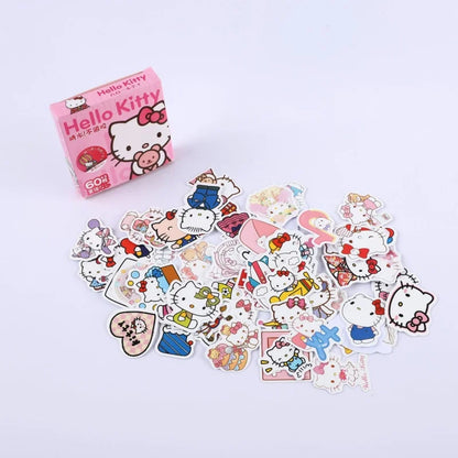 63pcs Kawaii Hello Kitty Sticker Gift Box Small Pattern Small Handbag Refrigerator Backpack Desktop Decoration Women Accessories