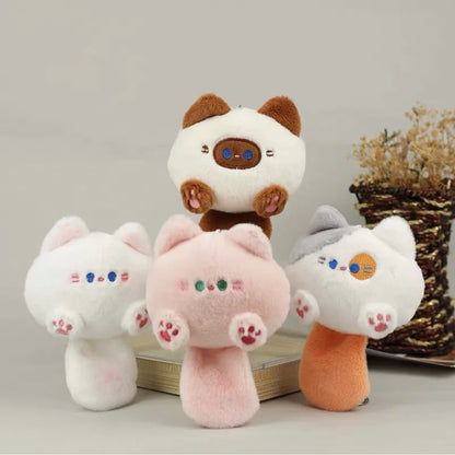 Cartoon Stuffed Plush Cat Key Chain Colorful Ins Cute Coffee Cat Plush Pendant Doll Creative Soft Fluffy Keychain Children