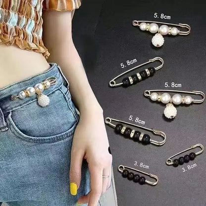 2/20pcs Clothing Brooch Pearl Waist Adjustment for Women Pearl Lapel Pin Sweater Dress Brooch Pins Badge Buckle DIY Accessories