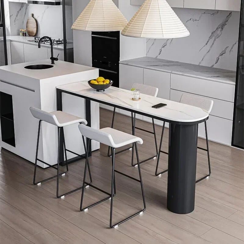 Nordic Modern High Bar Tables Household Slate Bar Table Kitchen Furniture Living Room Simple Integrated Island Dining Table v