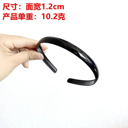 10 Black Plastic Narrow Thin Plain Hair band Headband 4-15mm With Teeth