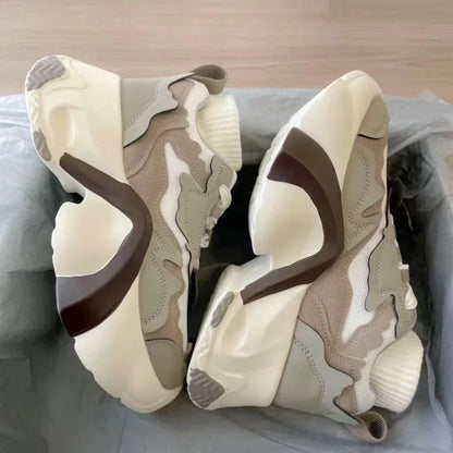 Student Soft Girl Sports Shoes Female 2023 Spring Pink Dad Shoes Female Retro Hong Kong Fashion Shoes