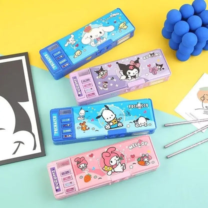 Cartoon kuromi My melody Cinnamoroll password lock multifunctional stationery box kawaii pencil case school supplies wholesale