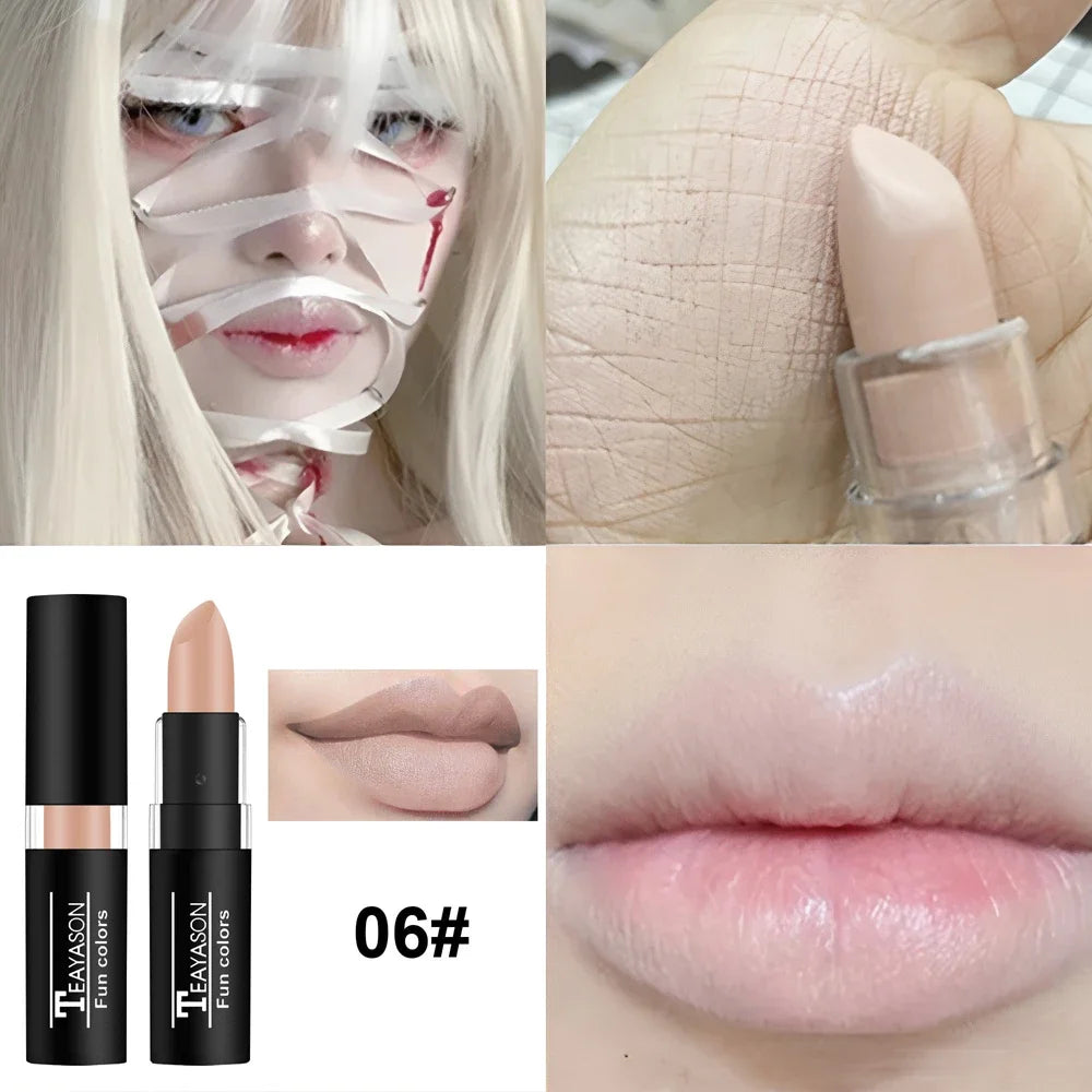 12 Colors Matte Nude Clay Lipstick Vampire Makeup Punk Black Lip Gloss Dark Paint Stick Durable Waterproof Lasting Cosmetics