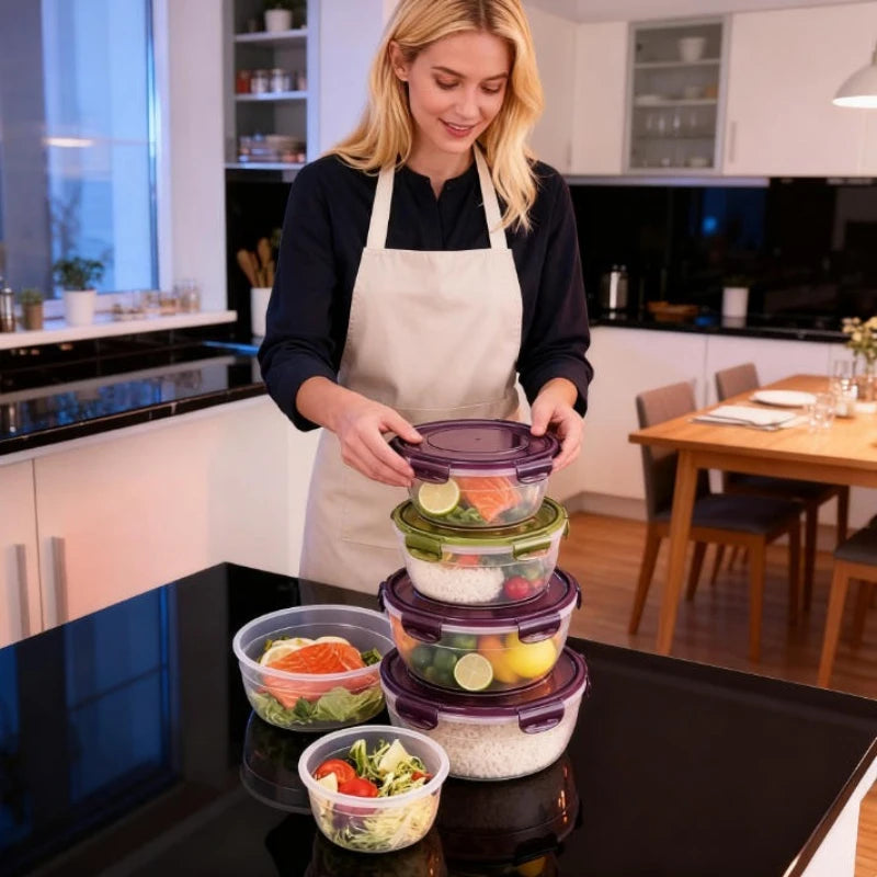 8-Piece Stackable Food Storage Containers Set BPA-Free Leakproof Airtight for Snacks Fruits Vegetables Meat( 4 Boxes+4 Lids)