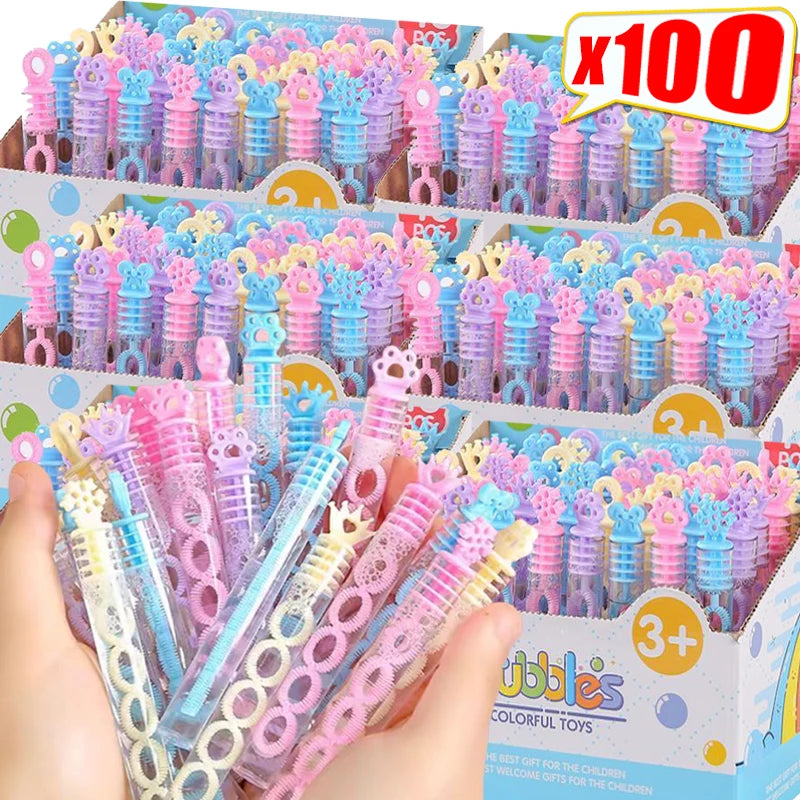 100/10PCS Colorful Bubble Soap Bottles 5 Holes Wand Tube Bubble Empty Soap Bottles Tube Wedding Gifts Birthday Party Decoration
