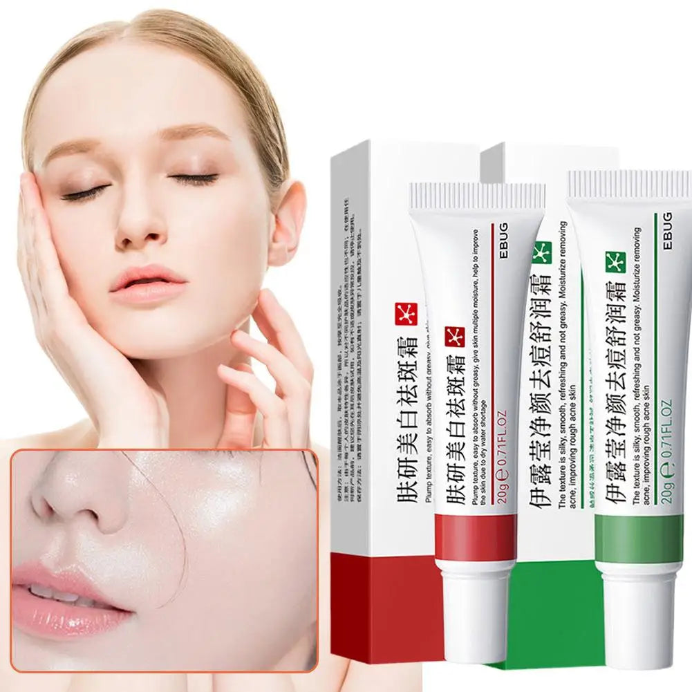 EBUG Skin Care Duo - 20g Whitening Dark Spot Cream + 20g Acne Removal Cream Hydrating Brightening Soothing Facial Care Set