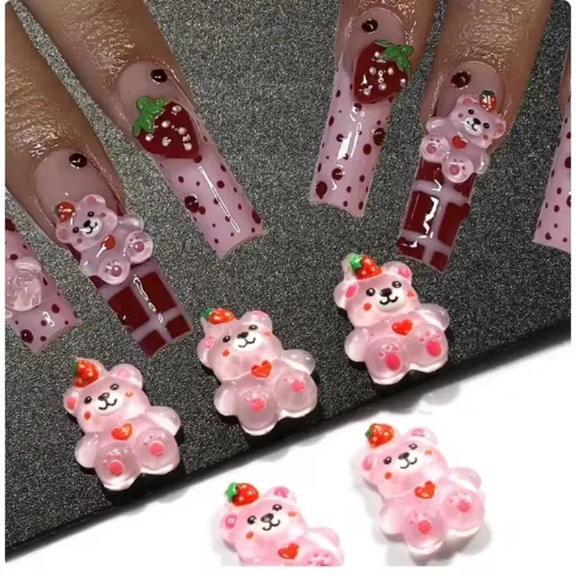 20PCS Multi Shape Kawaii Accessories Nail Art Charms Sweet Candy Gummy Bear Lollipop Resin Nail Art Rhinestones Decoration Parts