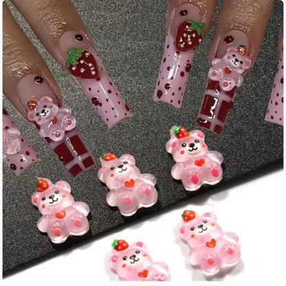 20PCS Multi Shape Kawaii Accessories Nail Art Charms Sweet Candy Gummy Bear Lollipop Resin Nail Art Rhinestones Decoration Parts