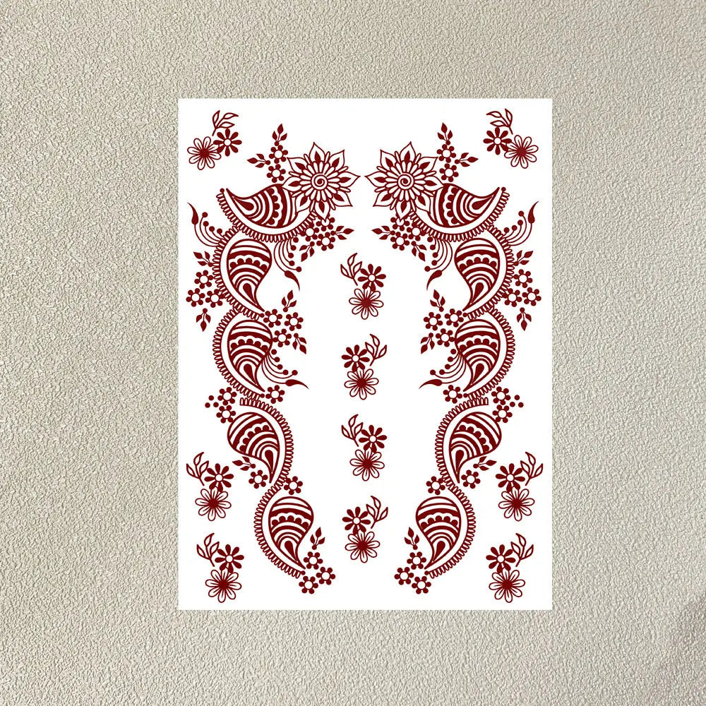 Waterproof Henna Tattoo Stickers for Women Flower Instant Fake Tattoo for Hand Temporary Tattoos for Wedding Party Festival