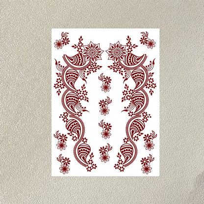 Waterproof Henna Tattoo Stickers for Women Flower Instant Fake Tattoo for Hand Temporary Tattoos for Wedding Party Festival