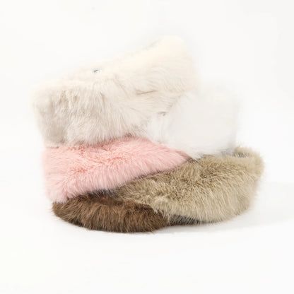 AWAYTR Faux Fox Fur Thermal Headbands Fashion Synthetic Fur‌ Wide Headband Hair Accessories For Women Trend