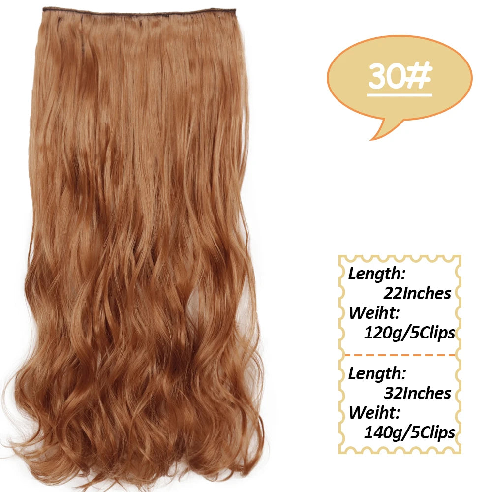 NICESY Synthetic Long Wavy 5 Clips Hair Extensions 22Inch/32Inch Clip On Hair Extensions High Tempreture Fake For Women