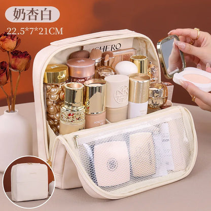 Professional Stand up Cosmetic Bag Large Capacity Travel Toiletry Organizer With Multiple Compartments Portable Storage Pouch