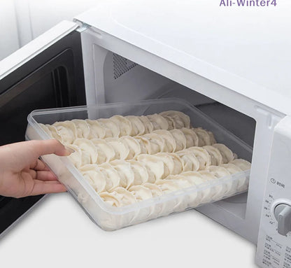 【Winter4】Kitchen Storage Box Refrigerator Organizer Transparent Food Containers Tray For Dumpling Fruits Vegetables Meat Cake
