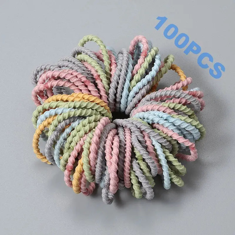 100pcs New Cute Girl Hair Bands Candy Color Elastic Rubber Band Hair Band Child Baby Headband Scrunchie Hair Tie Accessories
