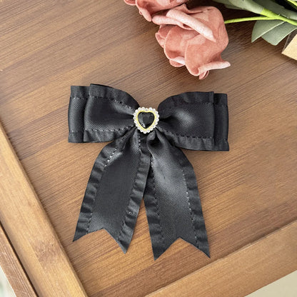 Women Elegant Lace Bow Ribbon Hair Clips Solid Color Satin Заколка Бант Girls Korean Hairpins Party Headdress Hair Accessories