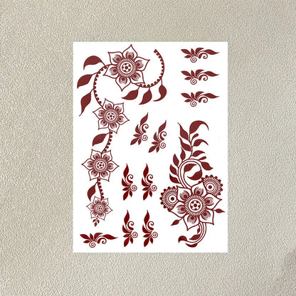 Waterproof Henna Tattoo Stickers for Women Flower Instant Fake Tattoo for Hand Temporary Tattoos for Wedding Party Festival