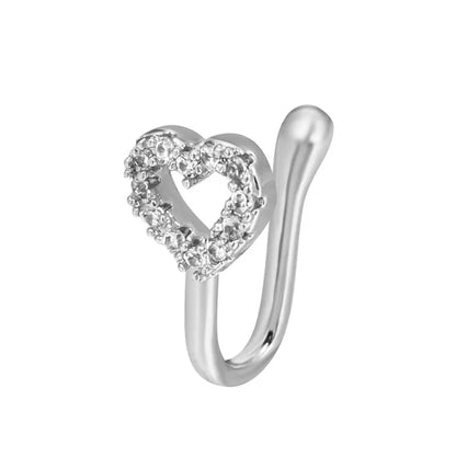 1Pc Copper Fake Piercing Nose Ring Butterfly Crown Star Heart Clip On Nose Ear Clip Cuff Earring for Women Gift Body Jewelry Nez
