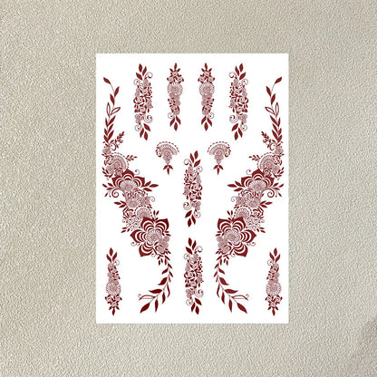 Waterproof Henna Tattoo Stickers for Women Flower Instant Fake Tattoo for Hand Temporary Tattoos for Wedding Party Festival