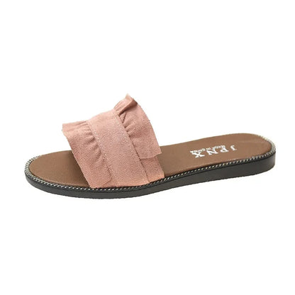 2025 Spring Summer New Women's Slippers Casual Beach Plus Size Women's Sandals Flat Bottom One-Row Slippers Wholesale