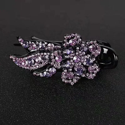 Shiny Rhinestone Hairpin Flower Leaf Duckbill Hair Claws Retro Hair Clips Accessories For Women Shinning Ponytail Headwear