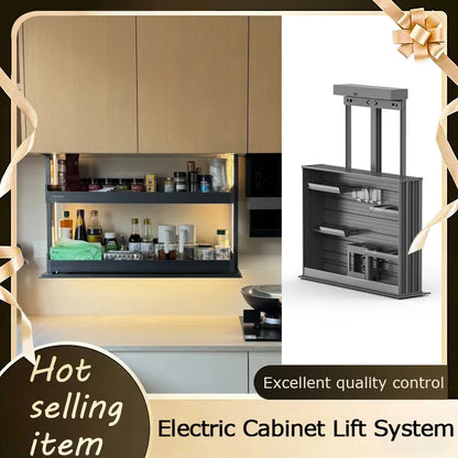 Smart Motorized Pull Down Spice Basket For Kitchen Wall Cabinet With Touch Control Voice Activated And Anti Pinch Safety