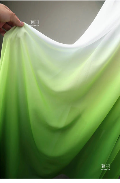 Blue Gradient Chiffon Fabric Semi-transparent By The Meter for Clothing Dress Hanfu Diy Designer Cloth Sewing Soft Fine Black