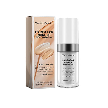 West Month Color Changing Face Foundation Matte Finish Moisturizing High Coverage Makeup Base Long-Lasting Waterproof Foundation