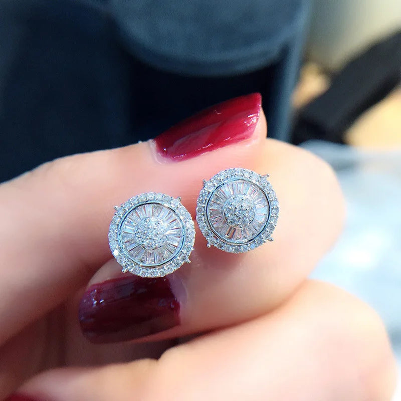2026 Dainty Small Round CZ Stud Earrings for Women Simple and Elegant Daily Wear Ear Piercing Accessories Statement Jewelry