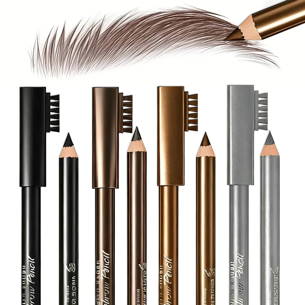 2 In 1 Eyebrow Pencil With Brush Sweat Proof Eyeliner Makeup Pen Professional Defining & Filling Tool Easy Application Cosmetics