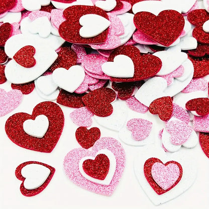 240pcs Glitter Heart Stickers Self Adhesive Foam Sticker for Valentine's Day Gift Love Decals Kid Children Art Craft Party Decor