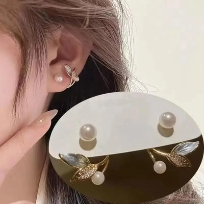 925 Silver Needle Korean Fashion Double V Crystal Earrings For Women Jewelry 2026 Trending Luxury Women's Earrings Behind Ear