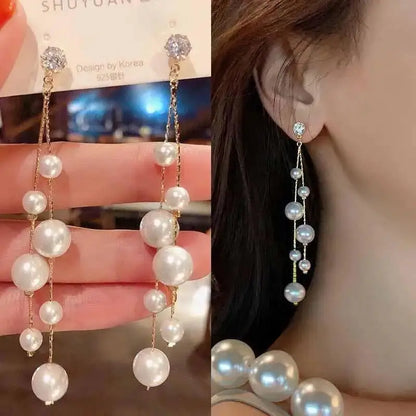925 Silver Needle Korean Fashion Long Chain Tassel Earrings For Women Metal Earing Jewelry 2026 Trending Women's Drop Earrings