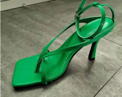 Fashion Women Sandals Luxury Sexy Shallow Mouth Heeled Sandals Square Toe Lightweight High Heels Women Shoes Sandalias De Mujer