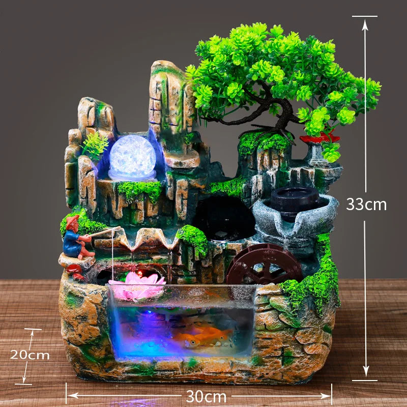 Mini Aquarium For Desktop Small Fish Tank With Waterfall Pump Home Office Decoration