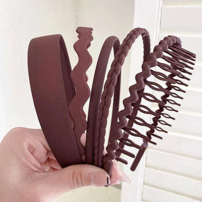 5/9pc Anti slip Toothed Hair Band Set Women's Men's Simple Frame Head Shampoo bangs Broken Hair Pressing Bracket Scrub Ornament
