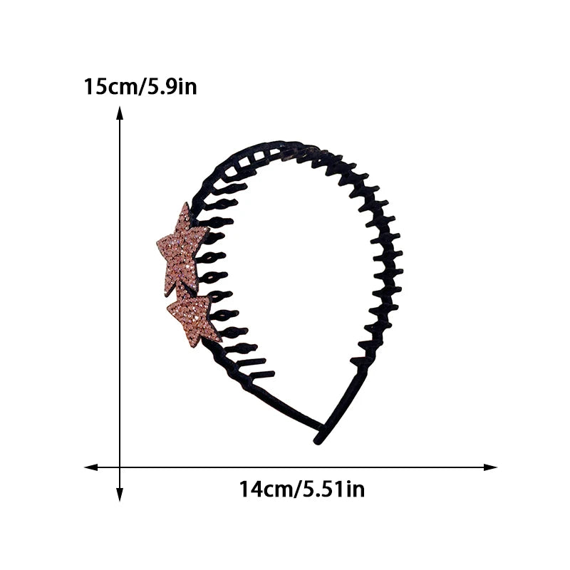 Rhinestone Star Flocking Headband Women's Retro Bangs Arrangement Artifact with Hair Teeth Non-slip Headband Hair Accessories