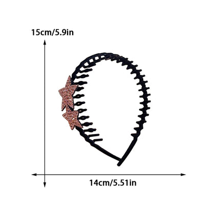 Rhinestone Star Flocking Headband Women's Retro Bangs Arrangement Artifact with Hair Teeth Non-slip Headband Hair Accessories