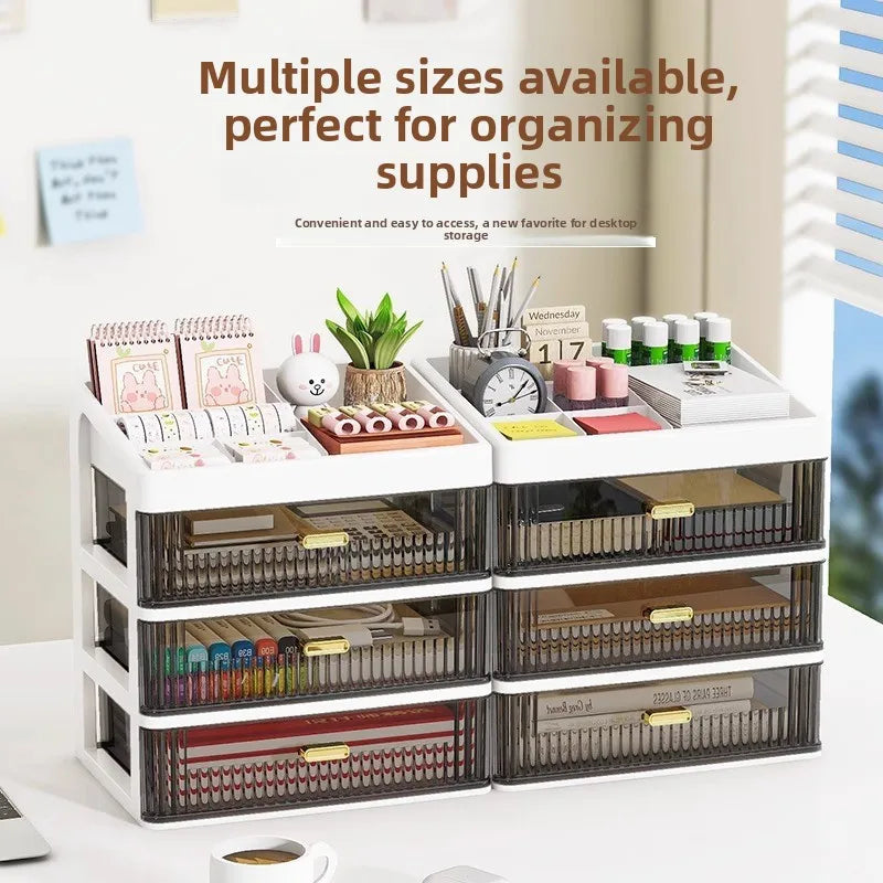 Desktop Organizer Box Multi-Layer Storage for Office Stationery Pencils Student Supplies Bedroom Study Desk Organization