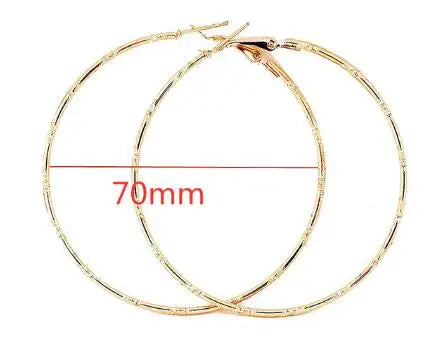 Simple Big Metal Hoop Earrings for Women Jewelry Gift Carve Serrations Round Circle Earrings Trendy Exaggerate Statement Earring
