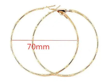 Simple Big Metal Hoop Earrings for Women Jewelry Gift Carve Serrations Round Circle Earrings Trendy Exaggerate Statement Earring