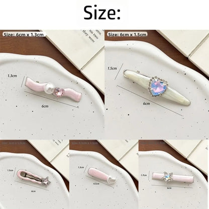5Pcs/Set Trendy Sweet Galaxy Pink Hair Clips Cool Shiny Heart Shape Hairpins Star Pentagram Rhinestone Barrettes Women Girls