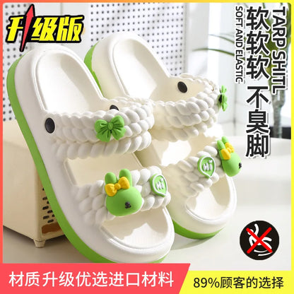 Women's Thick Bottom Sandals Summer Outdoor Anti-Slip Beach Casual Flip Flops Comfortable Sensation PVC Material Cartoon Pattern