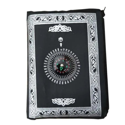 Prayer Rug Polyester Portable Braided Mats Simply Print with Compass In Pouch Travel Home New Style Mat Blanket 100x60cm